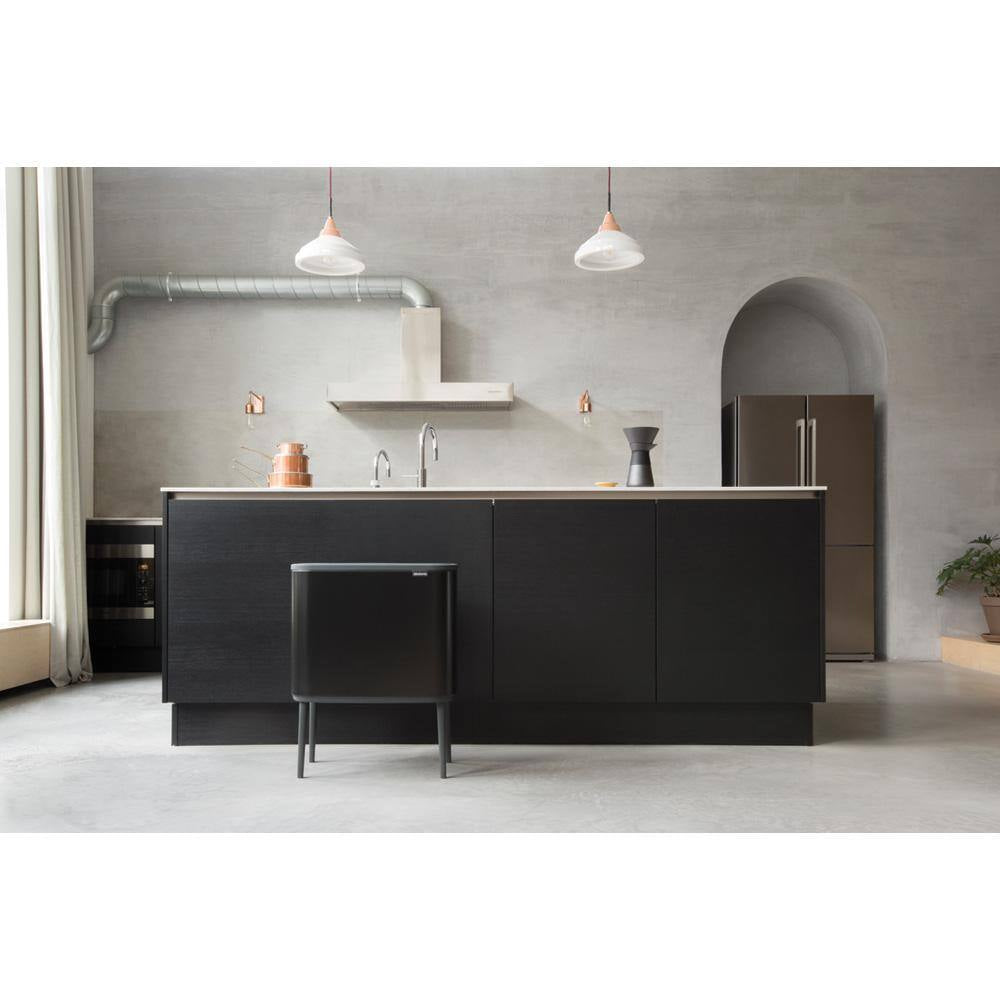 Bo Luxury 9 Gallon Dual Compartment Matte Black Steel Rectangular Recycling Touch Top Trash Can