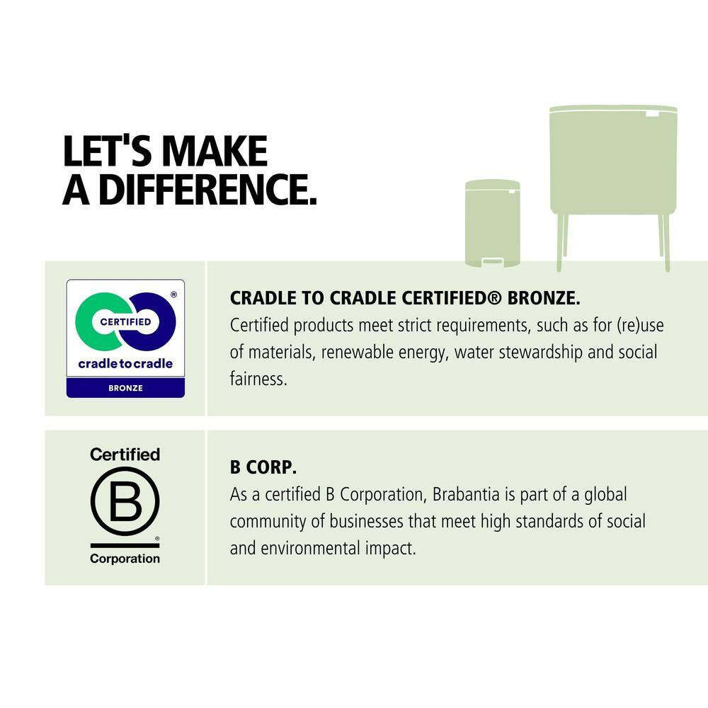 Bo Luxury 9 Gallon Dual Compartment Matte Black Steel Rectangular Recycling Touch Top Trash Can