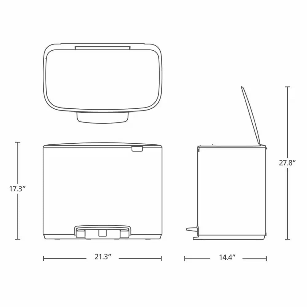 Bo Luxury 9 Gallon Dual Compartment Matte Black Steel Rectangular Recycling Touch Top Trash Can