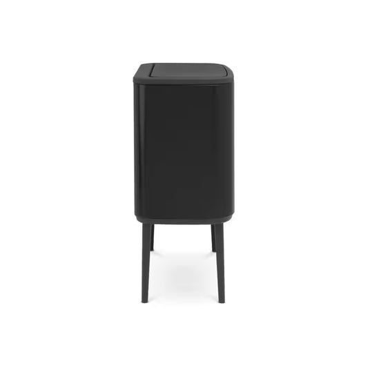 Bo Luxury 9 Gallon Dual Compartment Matte Black Steel Rectangular Recycling Touch Top Trash Can